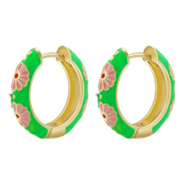 Wholesale 1 Pair Elegant Sweet Pastoral Flower Enamel Plating Copper 18k Gold Plated Earrings