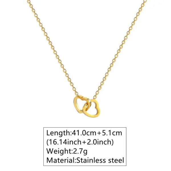 201 Stainless Steel 304 Stainless Steel Heart Shape Ion Plating (IP) Stone-Free 18K Gold Plated Simple Style Waterproof Non Tarnish Regular Chain Silver Pendant Necklace
