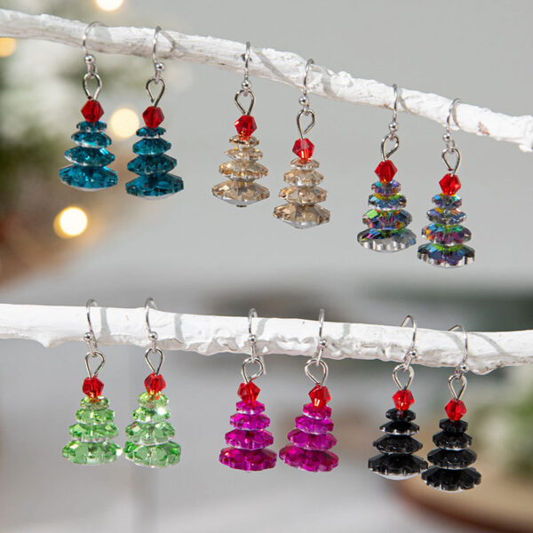 Wholesale Crystal-plated Christmas tree earrings