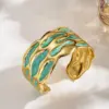 Wholesale European And American Fashion Exaggerated INS Style 304 Stainless Steel Furnace Vacuum Electroplating Gold Colorful Oil Drop Irregular Open Bracelet