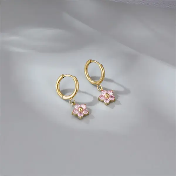 PVD Coated 18K Gold Real Gold Plated Flower 304 Stainless Steel Fashion Waterproof Non Tarnish Drop Earrings