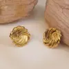 Wholesale 1 Pair Simple Style Streetwear Commute Round 304 Stainless Steel Imitation Gold Electroplating Ear Studs