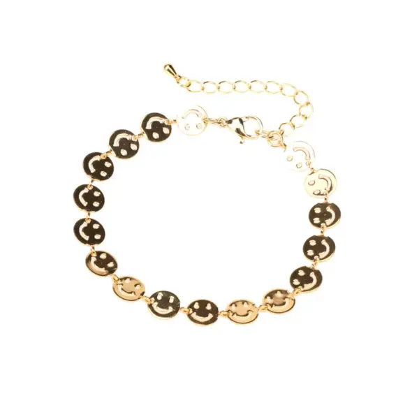 Wholesale Simple Fashion Copper Smile Face Chain Bracelet Necklace Wholesale Nihaojewelry