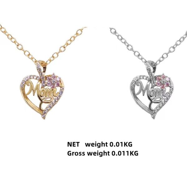 Wholesale Cross-border New Product Amazon TEMU Heart Flower Ladieswear's Day MOM Diamond Zircon Necklace Simple Pendant