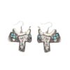 Wholesale Bohemian Western Style Saddle Inlaid Turquoise Alloy Earrings