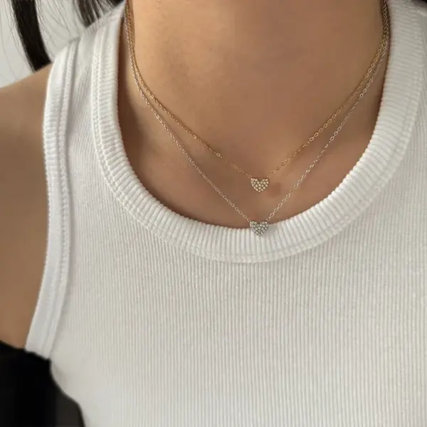 Wholesale Stainless Steel New Exquisite Micro Inlaid Zircon Minimalist Style Versatile Heart Pendant Necklace For Women Vacuum Furnace Electroplating High Quality Non-Fading Jewelry