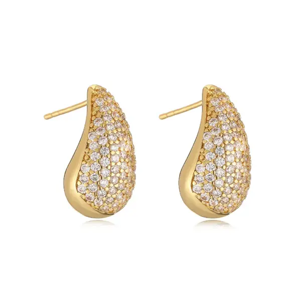 Wholesale 1 Pair Ig Style Casual Simple Style Water Droplets Plating Inlay Copper Zircon 18k Gold Plated Ear Studs