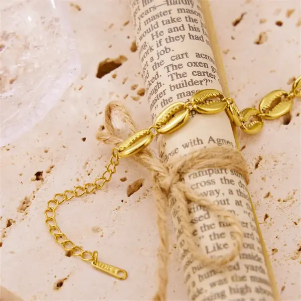 PVD Coated Real Gold Plated Shell 304 Stainless Steel Roman Style Waterproof Non Tarnish 304 Stainless Steel Bracelets