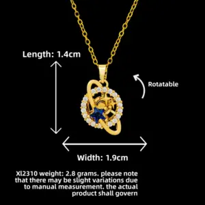 XL2310 Rotating Planet Necklace / Gold