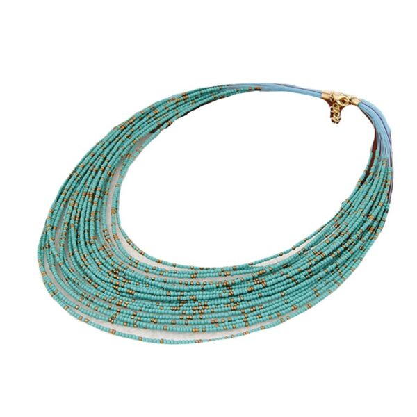 Wholesale European and American Retro Rice Beads Exaggerated Stylish Necklace Bohemian Water Drop New Multi-Layer Rice Beads Necklace