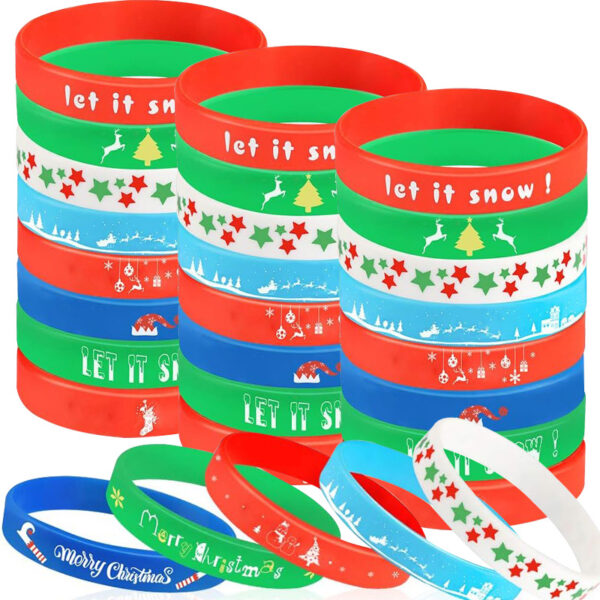 Wholesale Cartoon pattern Christmas rubber silicone bracelet