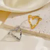 Wholesale PVD Coated 18K Gold Plated Heart Shape 304 Stainless Steel Retro Waterproof Non Tarnish Open Rings