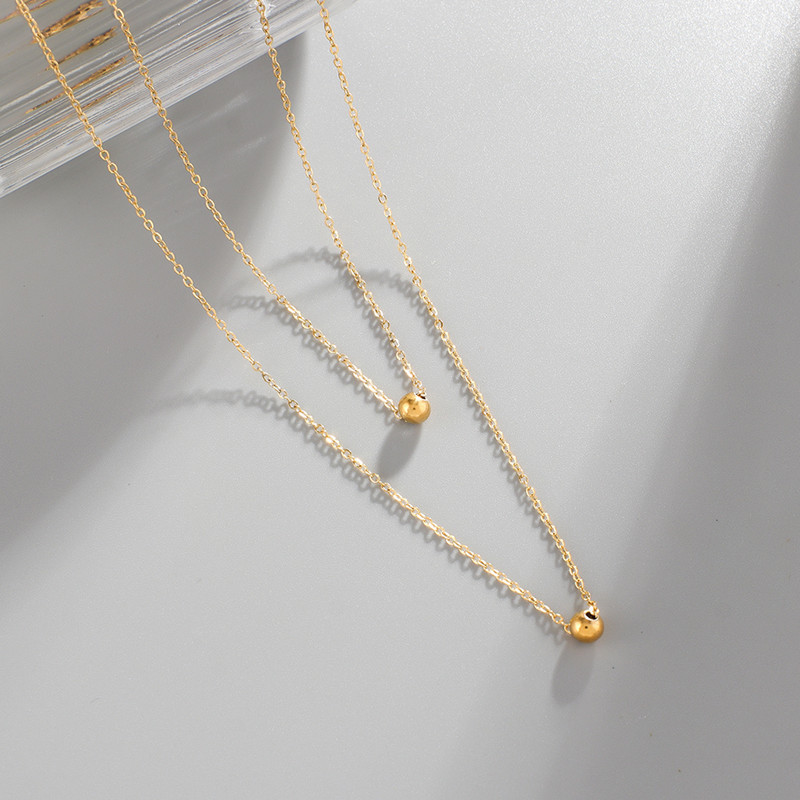 Wholesale double-layer stacked round bead necklace