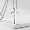 Wholesale Cross-border European and American New Titanium Steel Cross Necklace Men's Trendy All-match Stainless Steel Cross Pendant Woolen Chain Accessories