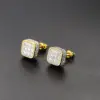Wholesale Fashion Geometric Copper Inlay Zircon Ear Studs 1 Pair