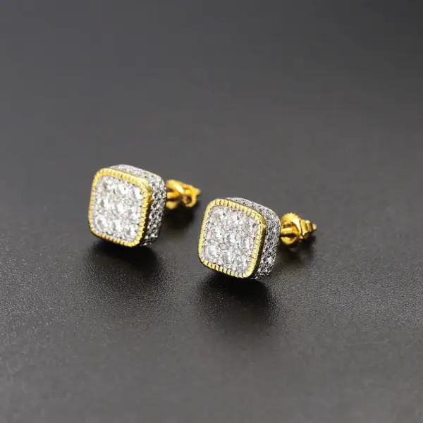 Wholesale Fashion Geometric Copper Inlay Zircon Ear Studs 1 Pair