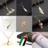 Wholesale Stainless Steel Pendant Necklace Palestinian Flag Map Design Fashionable OL Style Oil Drop Geometric Patterned Jewelry