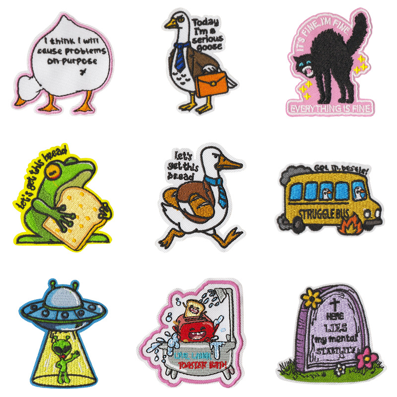 Wholesale Cute cartoon duck embroidered fabric patch available now