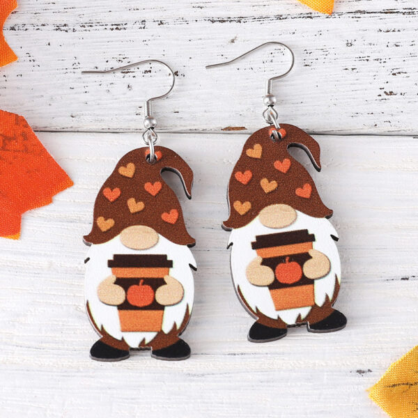 Wholesale Thanksgiving Pendant Wooden Double-Sided Earrings