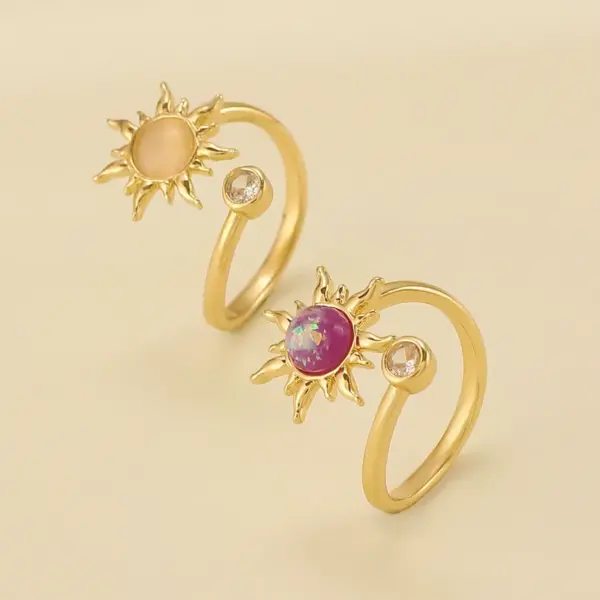 Wholesale Copper Plating Leaf Letter Heart Shape Zircon Open Rings