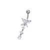 Wholesale European And American Zircon Belly Button Nail Butterfly Belly Button Ring Piercing Jewelry