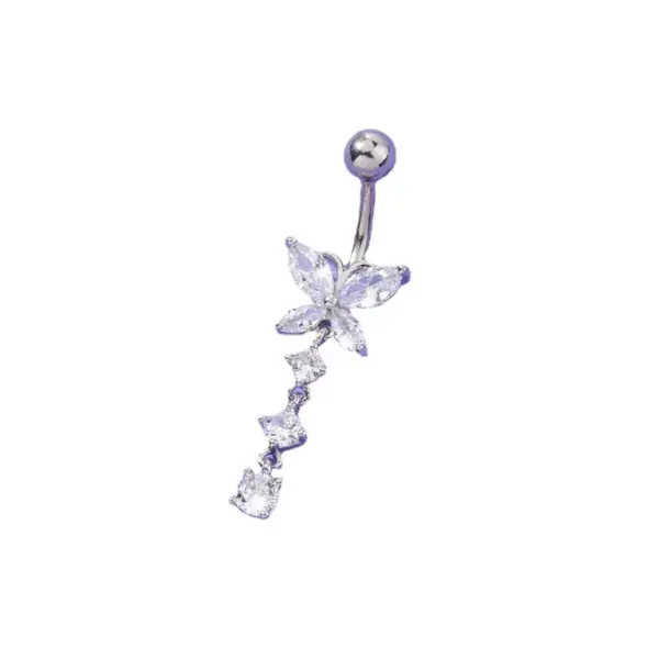Wholesale European And American Zircon Belly Button Nail Butterfly Belly Button Ring Piercing Jewelry