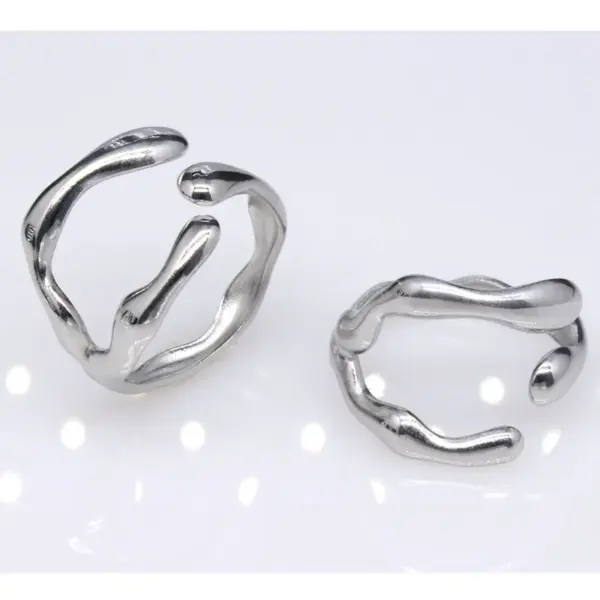 Wholesale 1 Piece Simple Style Irregular Solid Color Titanium Steel Plating Open Ring