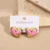 Wholesale Vacuum Plated Stainless Steel 201 Heart Shaped Earrings Women's Daily Wear Fashion Jewelry Drop Oil And Polished Surface