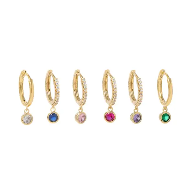 Wholesale Fashion Round Copper Drop Earrings Plating Inlay Zircon Copper Earrings 3 Pairs