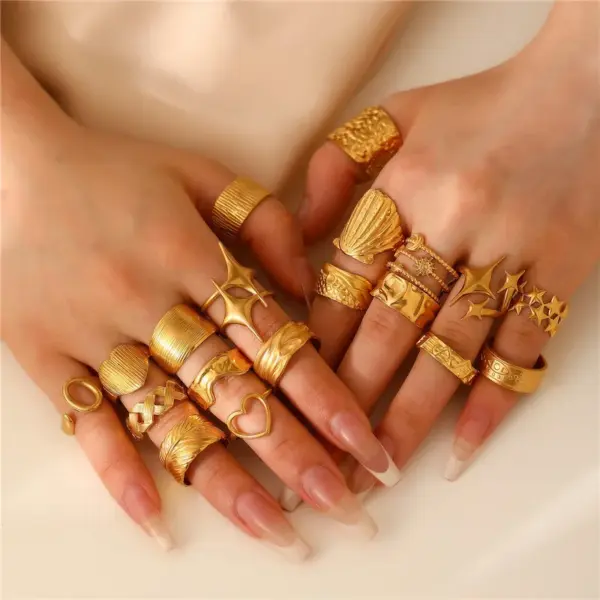 304 Stainless Steel Geometric Animal Flower Long-Lasting Plated Ion Plating (IP) K Gold Plated Silver Plated IG Style Plating Hollow Out Inlay Open Rings