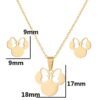 Wholesale Korean Style Cute Mickey Mouse Ear Studs Women's Unique Fashion Stainless Steel Pendant Clavicle Chain Small Fresh Style Jewelry Set
