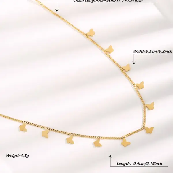Wholesale Vacuum Plating Real Gold Plated 18K Gold Butterfly 304 Stainless Steel Sweet Simple Style Waterproof Non Tarnish 304 Stainless Steel Necklace