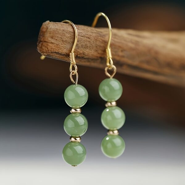 Wholesale Court-style round gemstone bead earrings