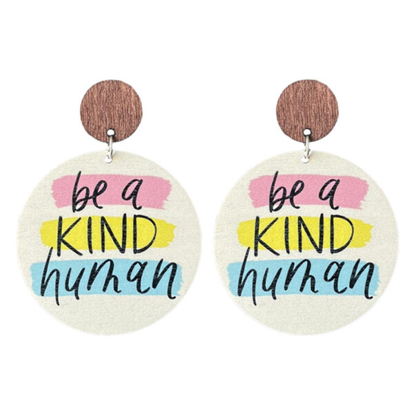 Wholesale Amazon Cross-border Source Teachers Thank Zhou School for Theme Textual Wood Earrings Graduation Season Text Earrings