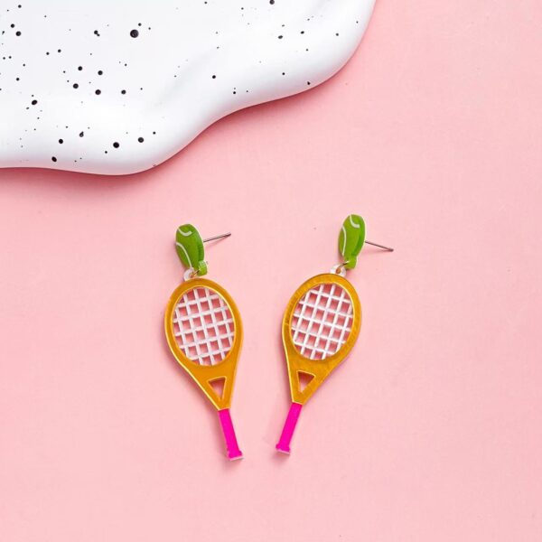 Wholesale Cross-border new creative baseball tennis design acrylic earrings personalized three-dimensional fashion ball exaggerated earrings