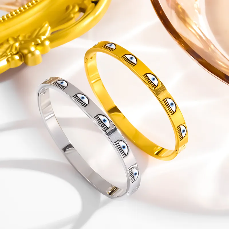 Wholesale Ion Plating (IP) 18K Gold Plated Devil's Eye 304 Stainless Steel Vintage Style Simple Style Classic Style Waterproof Non Tarnish 304 Stainle
