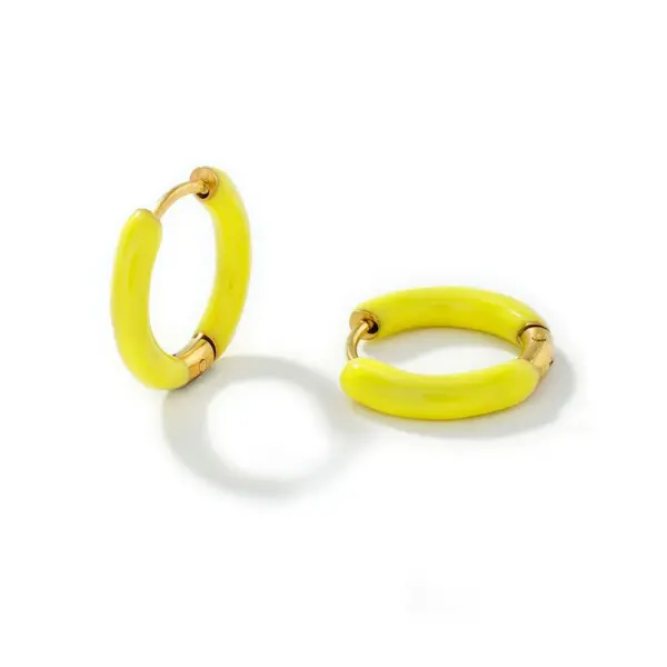Wholesale 1 Pair Basic Commute Circle Buckle Epoxy 304 Stainless Steel 18K Gold Plated Hoop Earrings