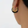 Wholesale PVD Coated Real Gold Plated 18K Gold Color Block Titanium Steel Simple Style Waterproof Non Tarnish Hoop Earrings