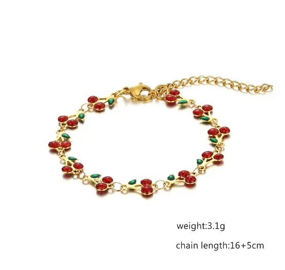 304 Stainless Steel Multicolor Ion Plating (IP) Rhinestones 18K Real Gold Plated Elegant Sweet Waterproof Non Tarnish Inlay Gold Bracelets