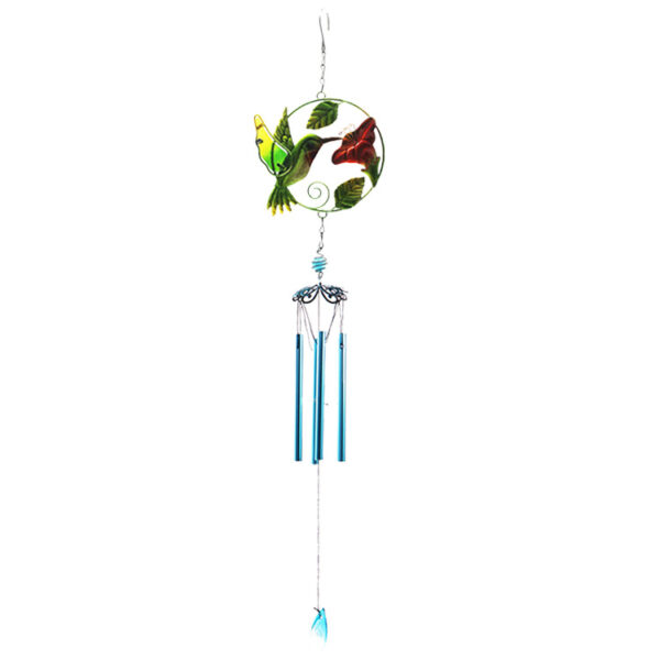 Wholesale Zegean Wind Chime Hummingbird Glass Painted Crafts Wind Chime Tube Pendant Courtyard Balcony Creative Gift Decoration