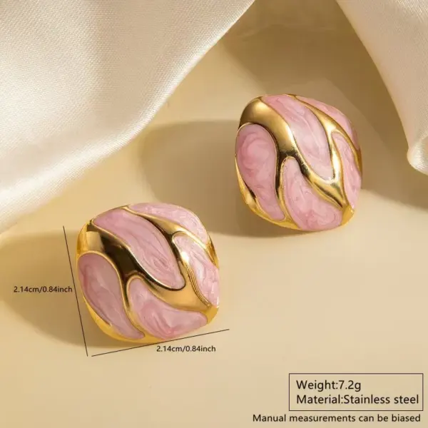 Wholesale 304 Stainless Steel Plastic Square Electroplating Imitation Gold Retro Classic Style Multicolor-Golden Yellow Ear Studs