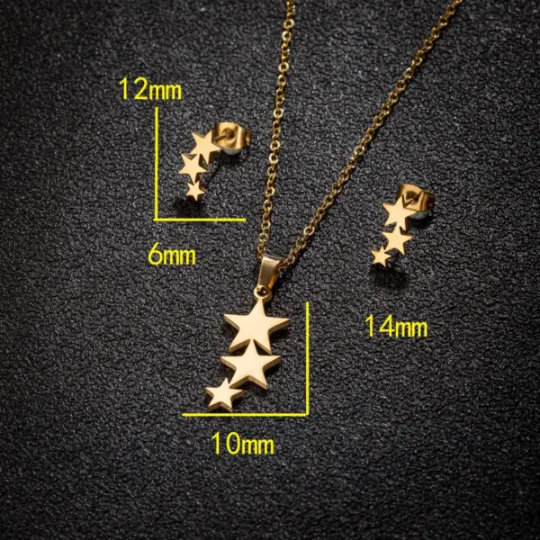 Ion Plating (IP) 18K Gold Real Gold Plated Star Flower Notes 201 Stainless Steel Simple Style Commute Waterproof Non Tarnish Jewelry Set