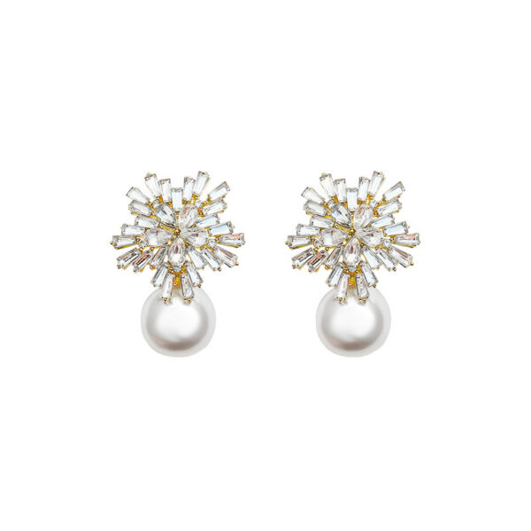 Wholesale Christmas exquisite full diamond snowflake pearl earrings