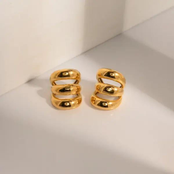Wholesale PVD Coated Real Gold Plated 18K Gold Solid Color 304 Stainless Steel IG Style Waterproof Non Tarnish 304 Stainless Steel Ear Cuffs
