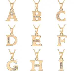 Wholesale Simple Style Letter Copper Plating Inlay Zircon Pendant Necklace