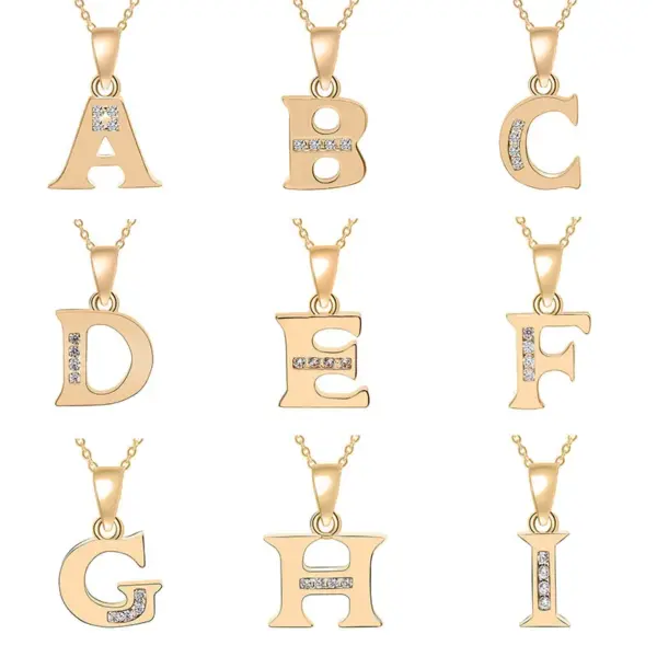 Wholesale Simple Style Letter Copper Plating Inlay Zircon Pendant Necklace