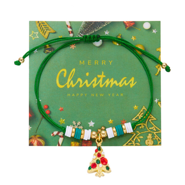 Wholesale New cross-border Christmas colorful woven Santa Claus and reindeer gloves, polymer clay card bracelets, in stock and available for wholesale.