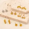 Wholesale Ion Plating (IP) Real Gold Plated 18K Gold Scallop Moon Cherry 304 Stainless Steel Basic Modern Style Classic Style Waterproof Non Tarnish Ear Studs