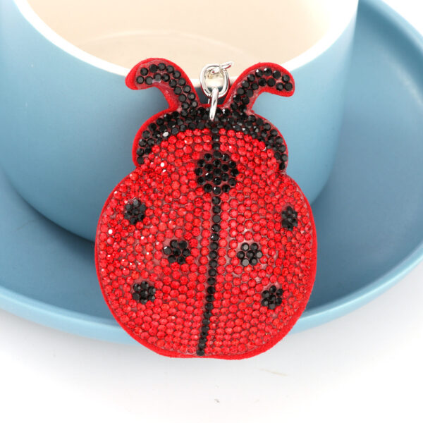 Wholesale 4pcs Seven-Star Ladybug Rhinestone Diamond Keychain