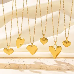 Wholesale PVD Coated Real Gold Plated 18K Gold Heart Shape 304 Stainless Steel Elegant Cute Waterproof Non Tarnish Pendant Necklace